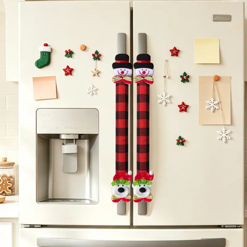 Christmas Refrigerator Handle Covers | Plush Plaid Wraps, product image 10