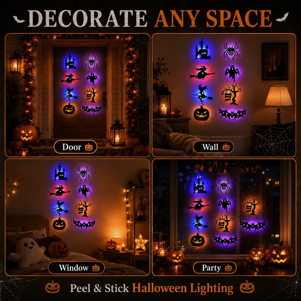 🎃 Halloween LED Silhouette Wall Light Stickers