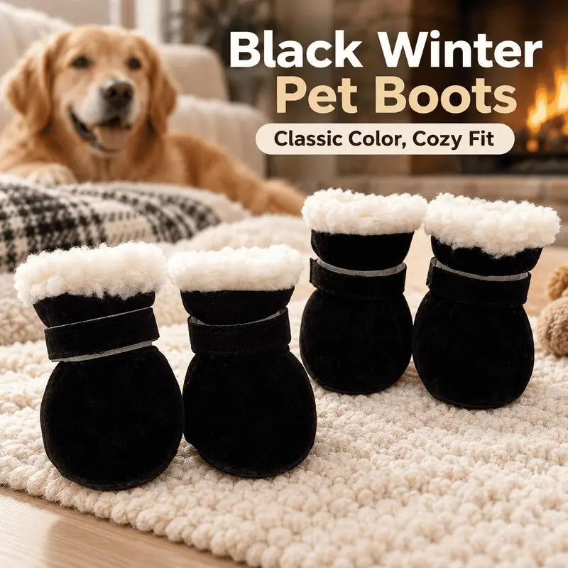 Soft Velvet Puppy Booties | Non-Slip Paw Covers, Set of 4