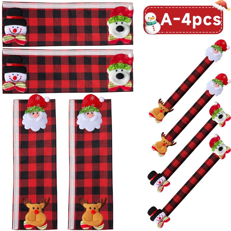 Christmas Refrigerator Handle Covers | Plush Plaid Wraps, product image 11