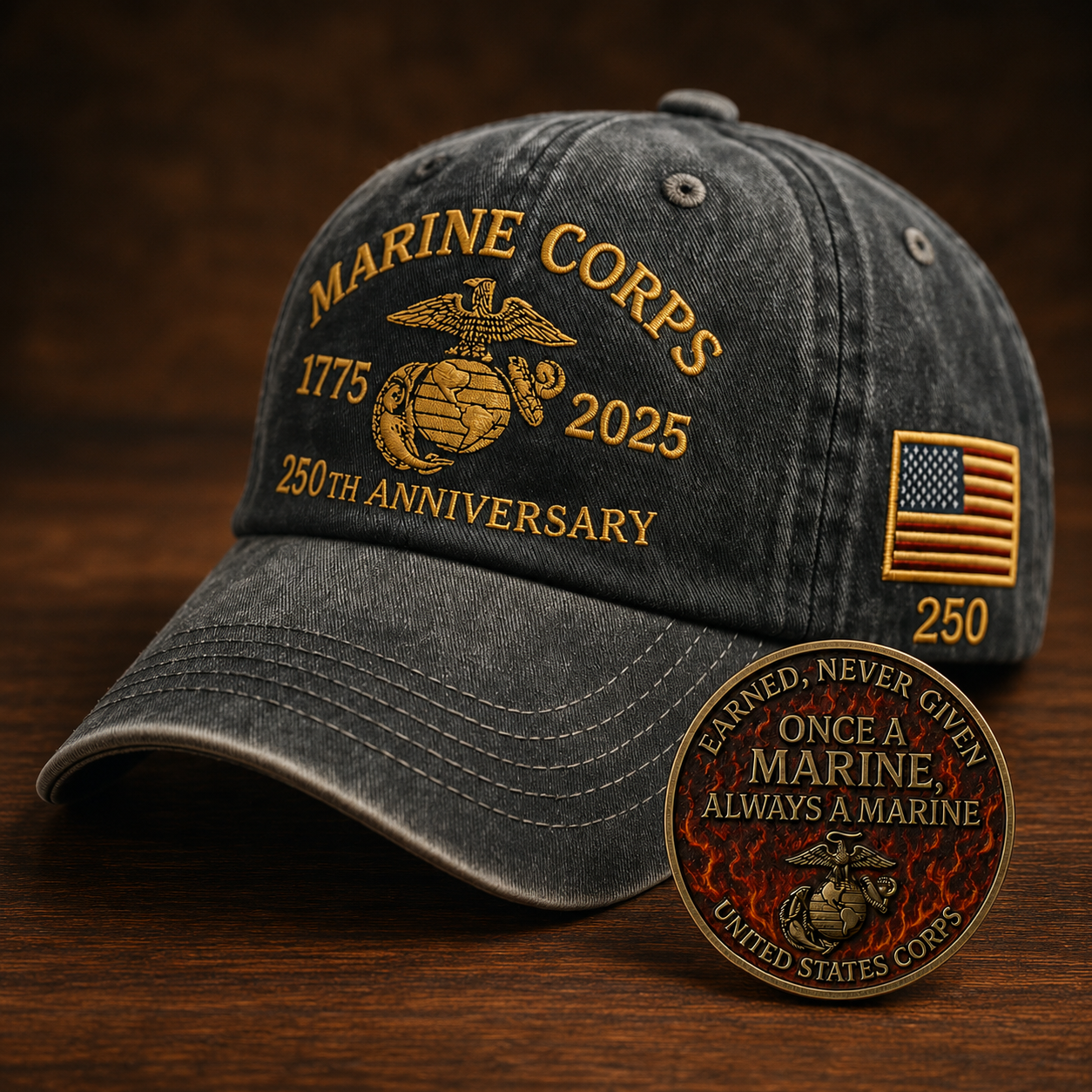 American Heritage Embroidered Cap with Free Honor Coin