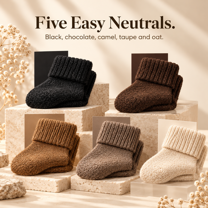 Fleece Lined Ribbed Crew Socks, Cozy Warm