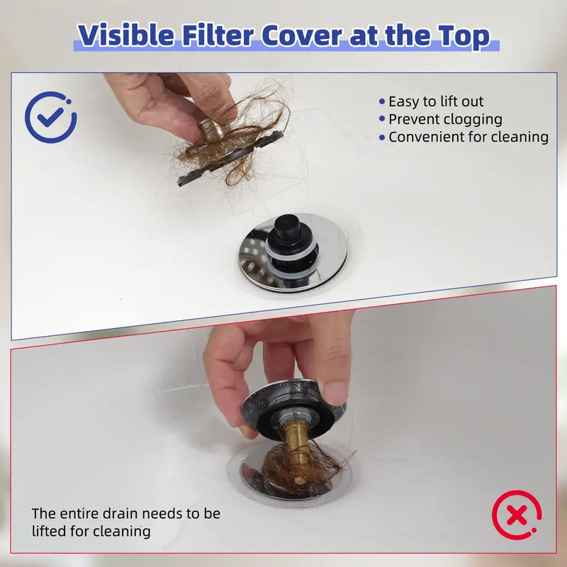 3-in-1 Pop-Up Sink Stopper – Hair Catcher, Drain Protector & Water Stopper