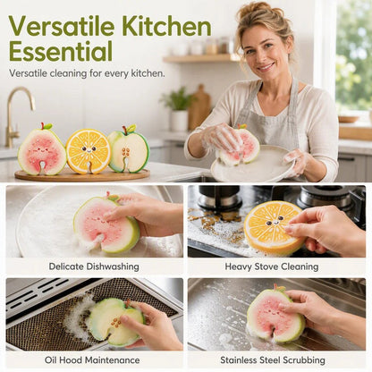 🧴✨Cute fruit-shaped dishwashing sponge brush