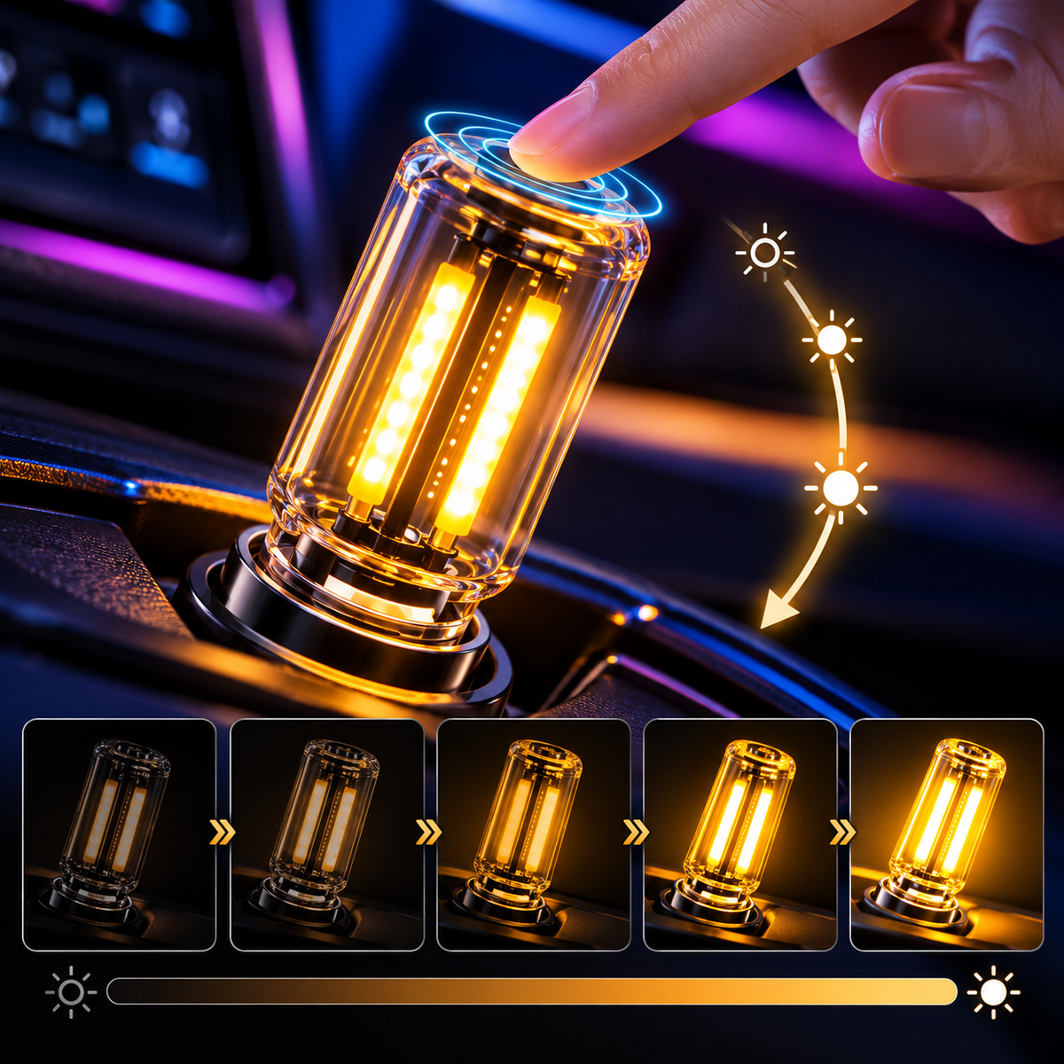 Dimmable USB Car Night Light | Touch-Control LED Accent Light, product image 2
