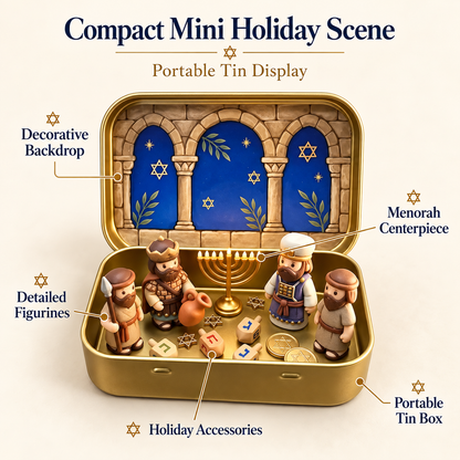 Pocket-Size Mini Nativity Scene Set with Storage Tin