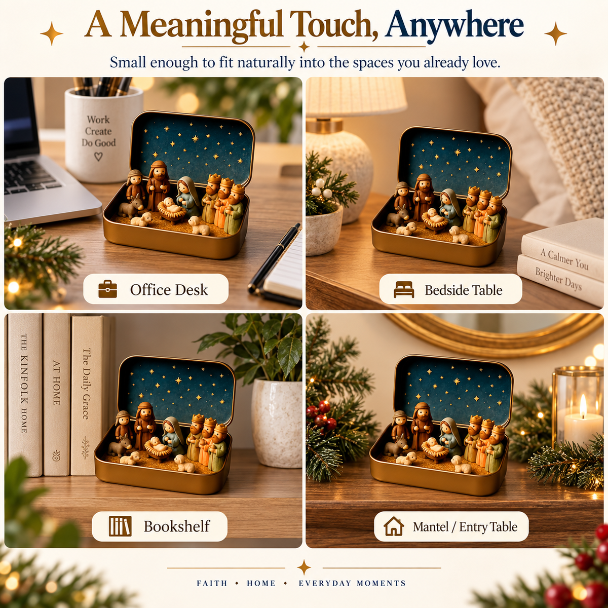 Pocket-Size Mini Nativity Scene Set with Storage Tin