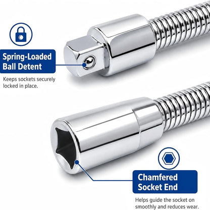 Flexible Socket Extension Bar for Tight-Space Repairs