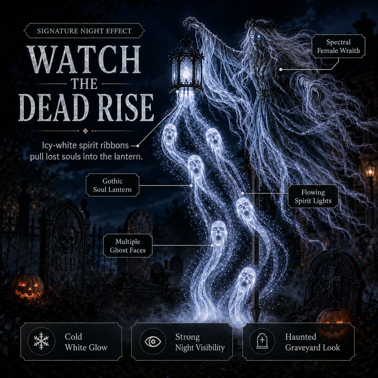 💀Wailing Wraith Lighted Halloween Yard Decoration (31.5*16in)