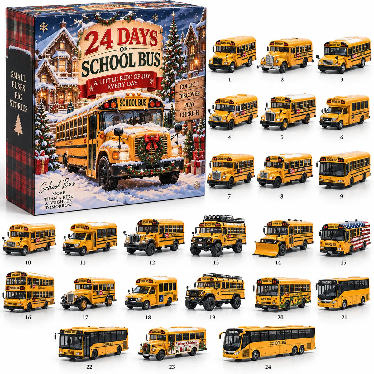 24-Day School Bus Advent Calendar Collection