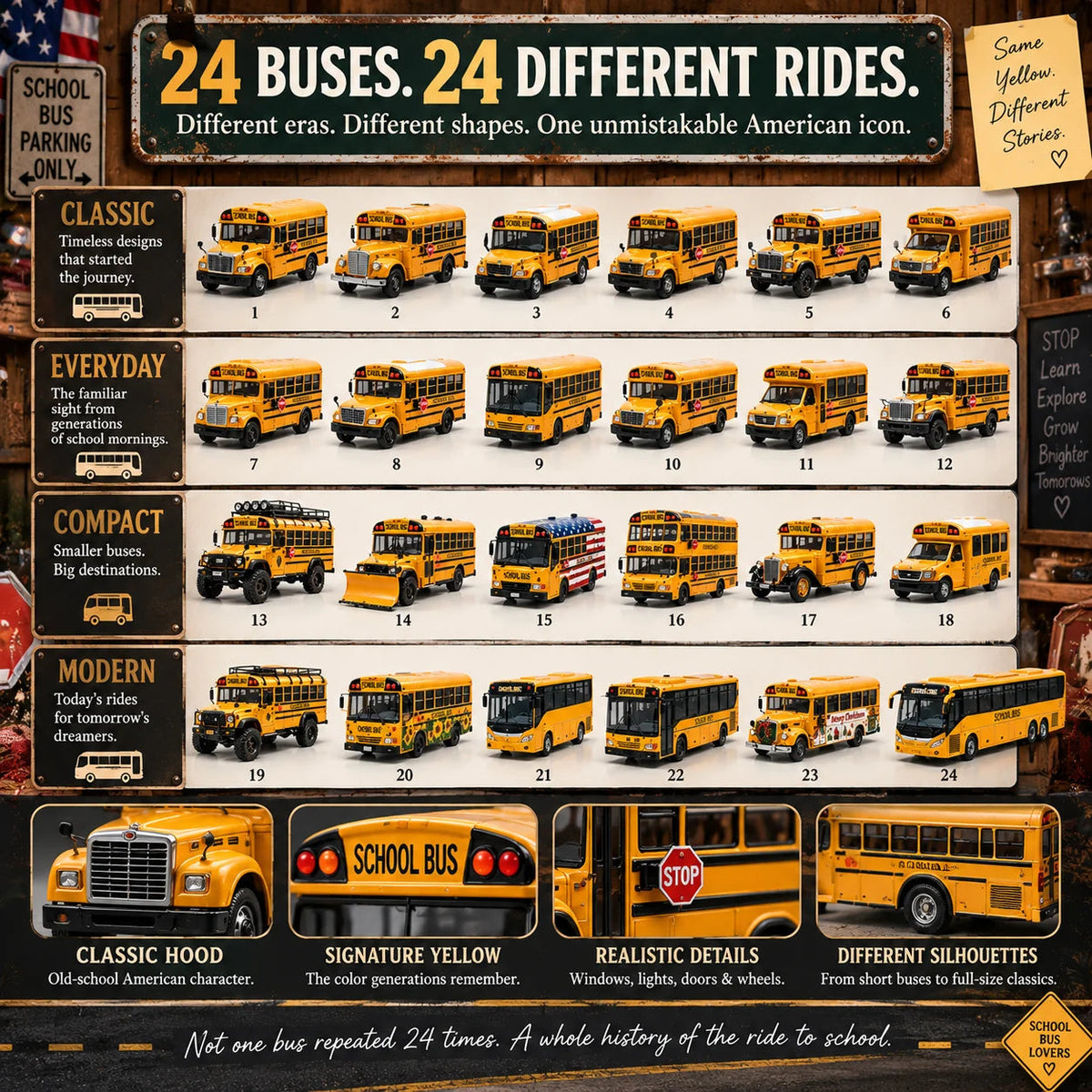 24-Day School Bus Advent Calendar Collection