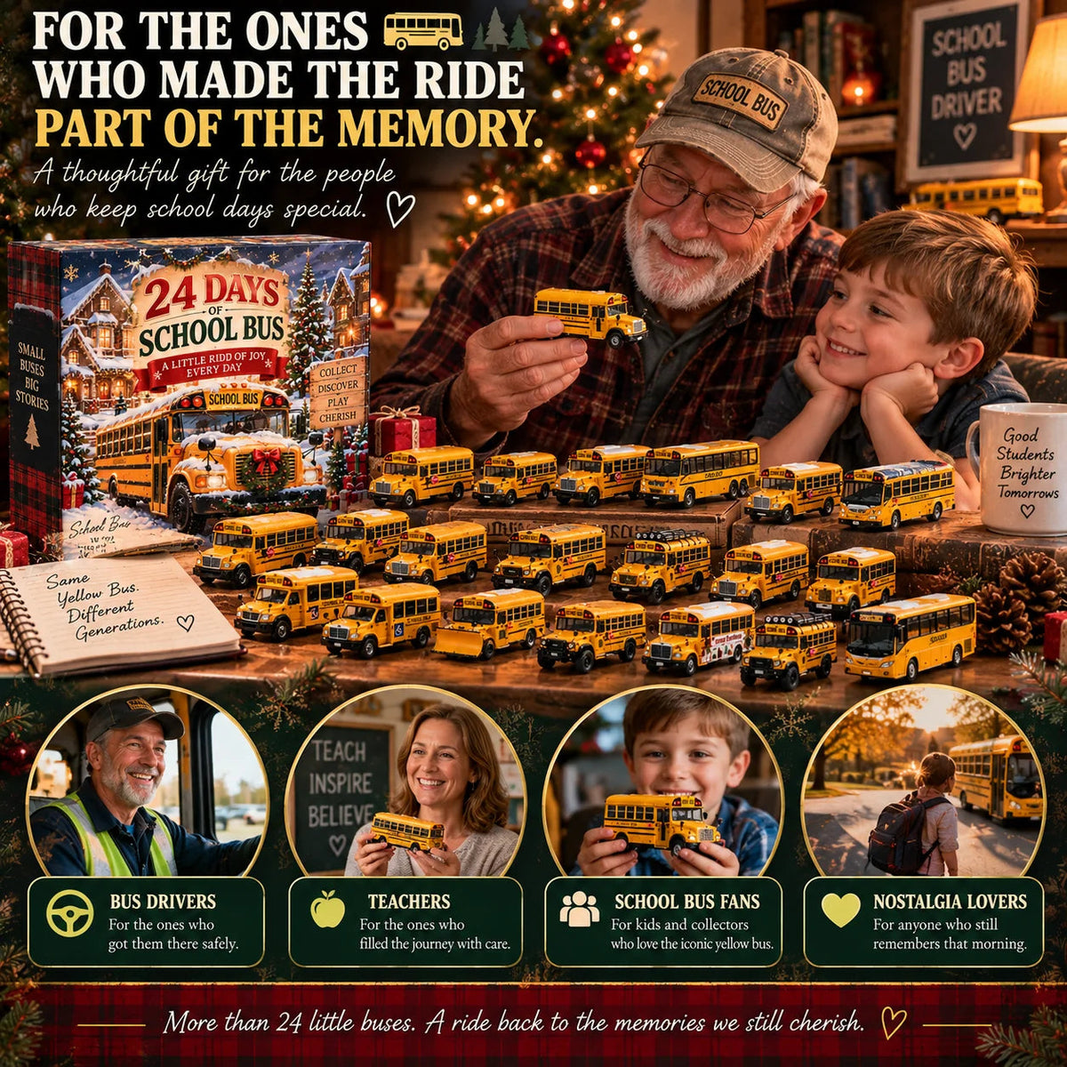 24-Day School Bus Advent Calendar Collection