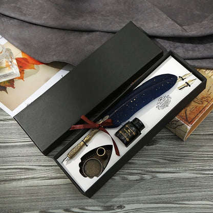 Vintage Signature Pen Calligraphy Set – Feather Pen for Writing