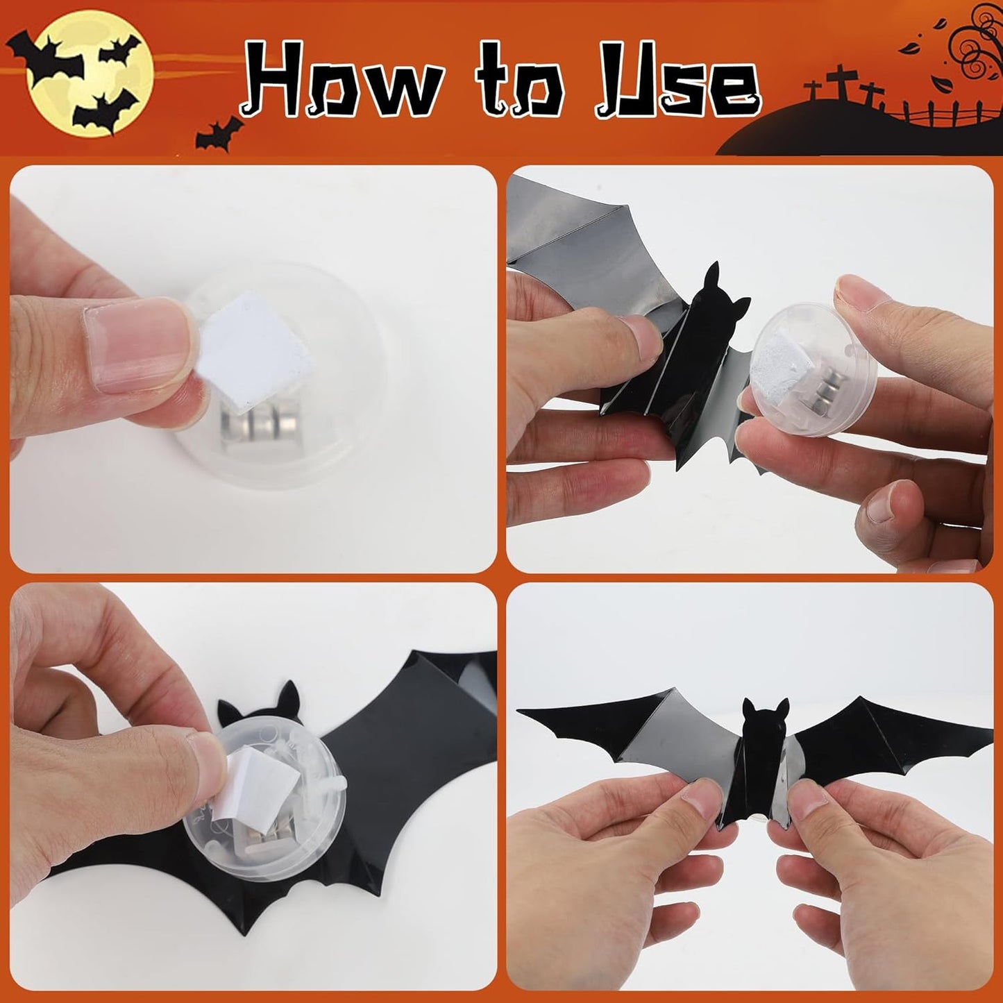 Halloween Bats Wall Decor with Lights – 3D Spooky Stickers for Home
