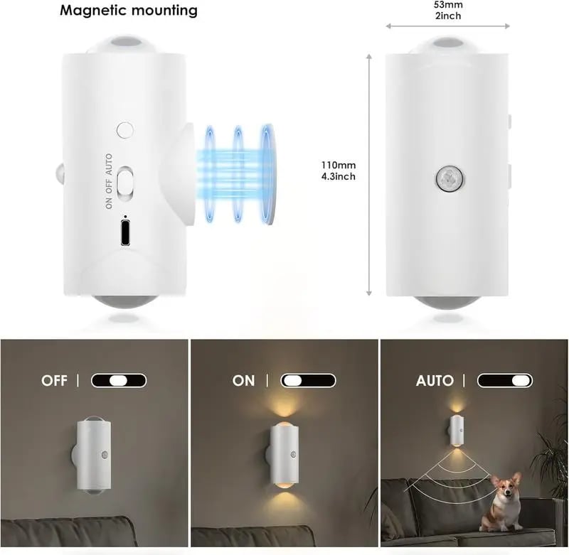 Smart Rechargeable LED Night Light with Motion Sensor