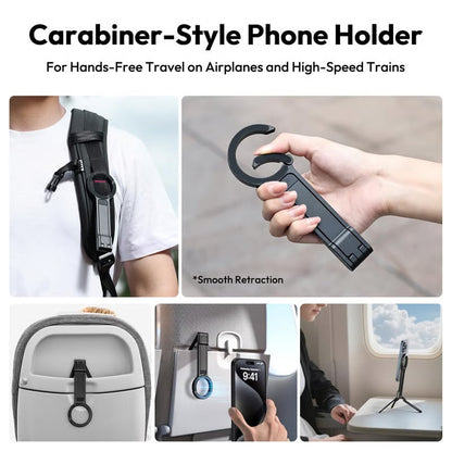 Magnetic Phone Tripod for iPhone – Portable Magsafe Holder with Strong Grip & Foldable Hook