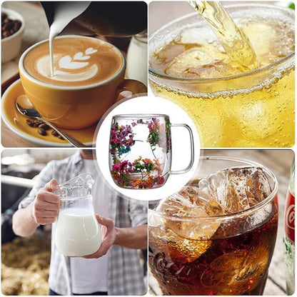 🎄🌸Transparent Double Glass Flower Tea Cup 350 ml
