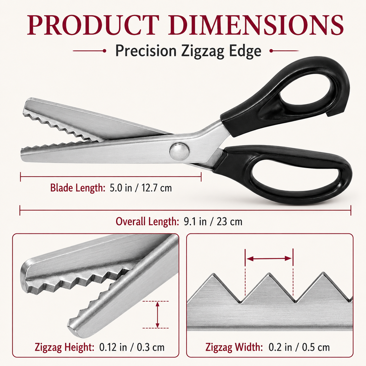 Stainless Steel Zig Zag Scissors with Serrated Teeth