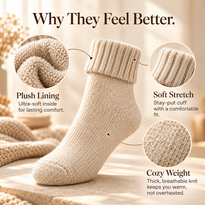 Fleece Lined Ribbed Crew Socks, Cozy Warm