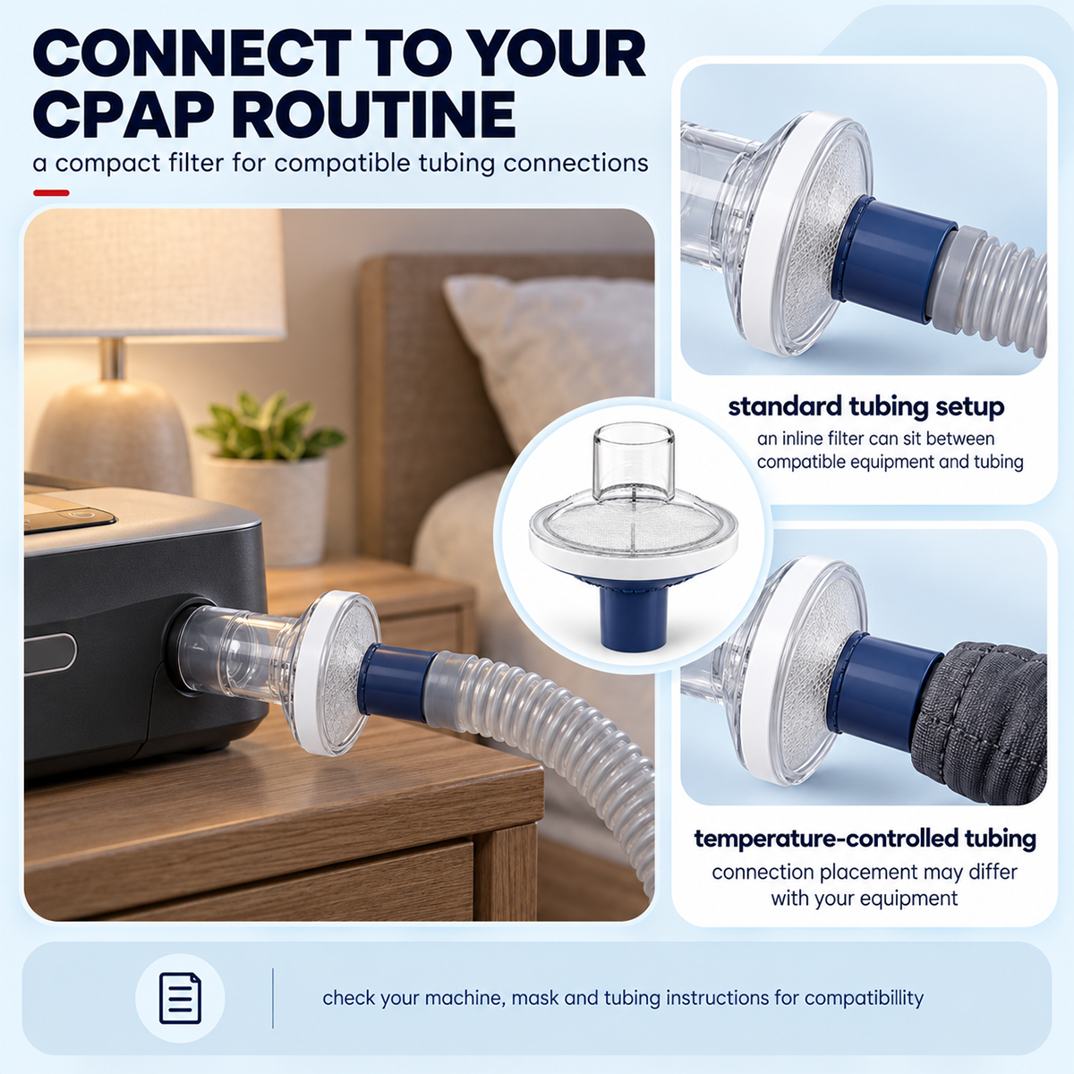 Inline CPAP Bacteria & Particle Filter