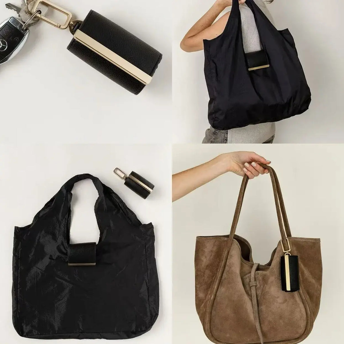 Foldable Keychain Shopping Bag, Eco Reusable Tote