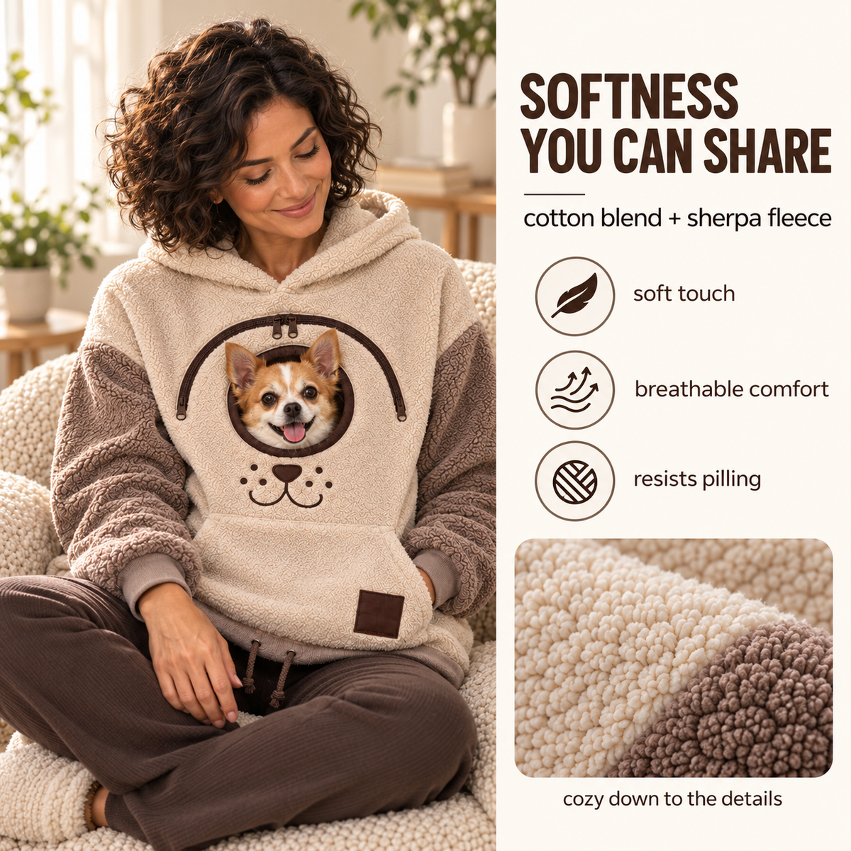 🐾 Cozy Pet Carrier Hoodie — Built-In Pouch for Cats & Small Dogs