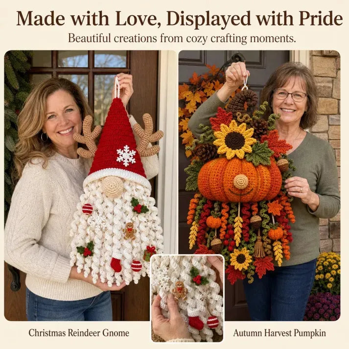 DIY Seasonal 3D Crochet Door Hanger Kit Collection