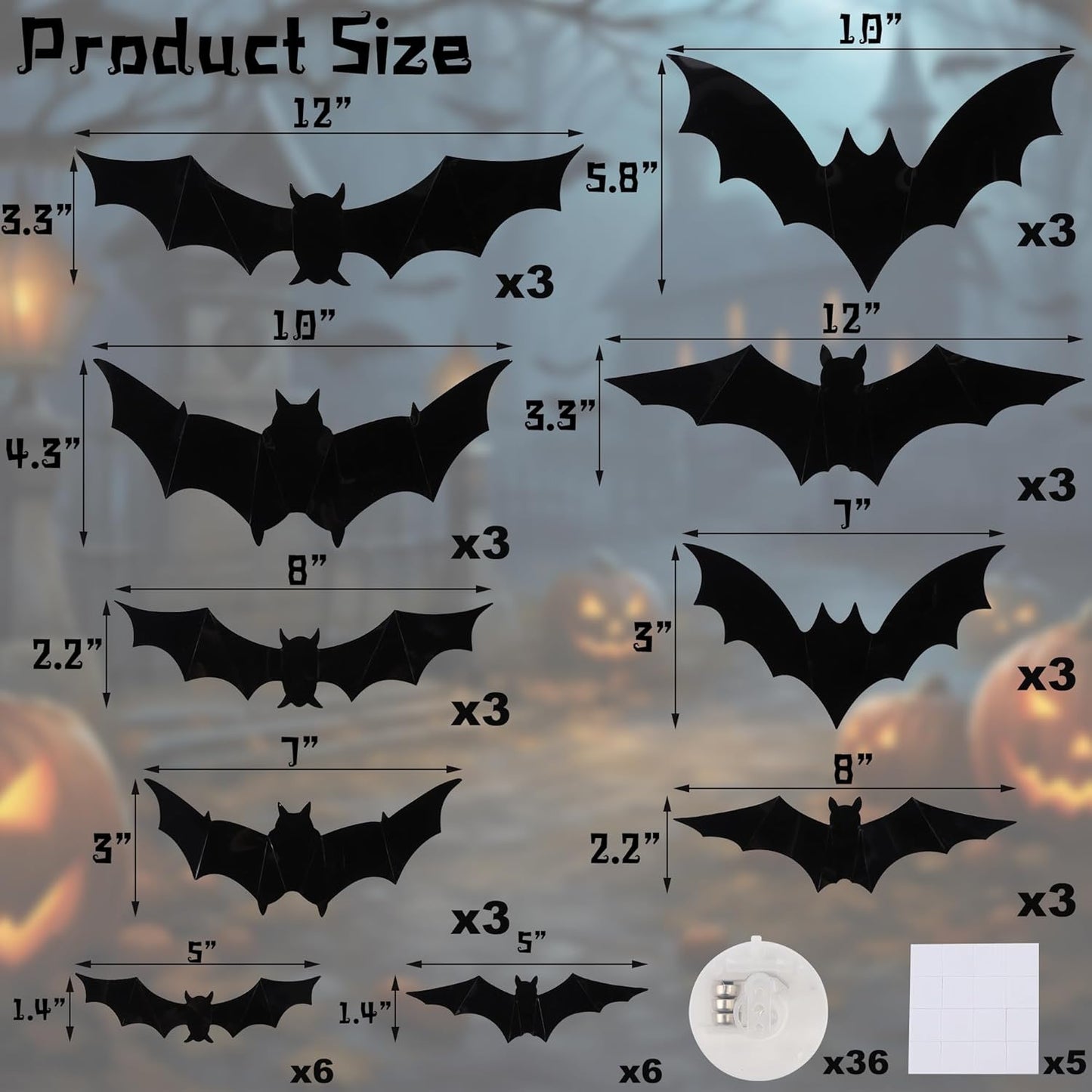 Halloween Bats Wall Decor with Lights – 3D Spooky Stickers for Home