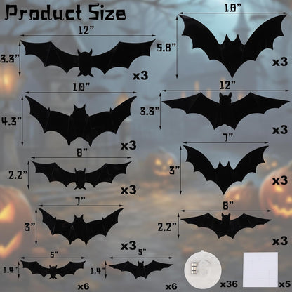 Halloween Bats Wall Decor with Lights – 3D Spooky Stickers for Home