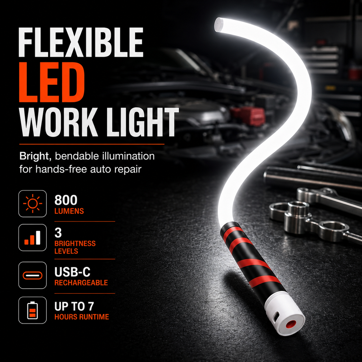 Flexible Hands-Free LED Work Light