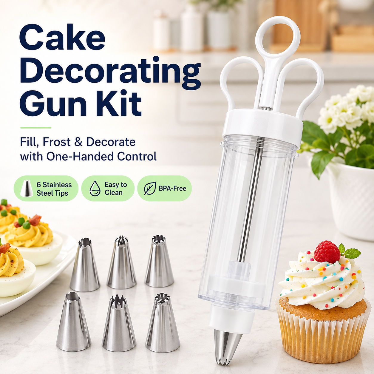 Stainless Steel Cake Decorating Gun Kit