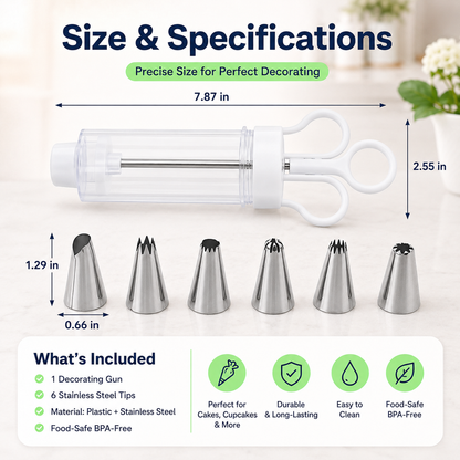 Stainless Steel Cake Decorating Gun Kit