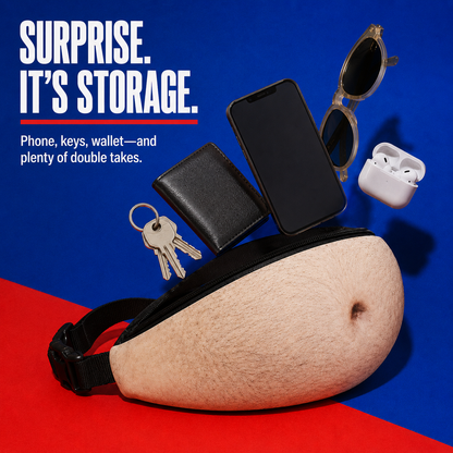 Ultra-Realistic Beer Belly Fanny Pack – Funny Dad Bod Waist Bag