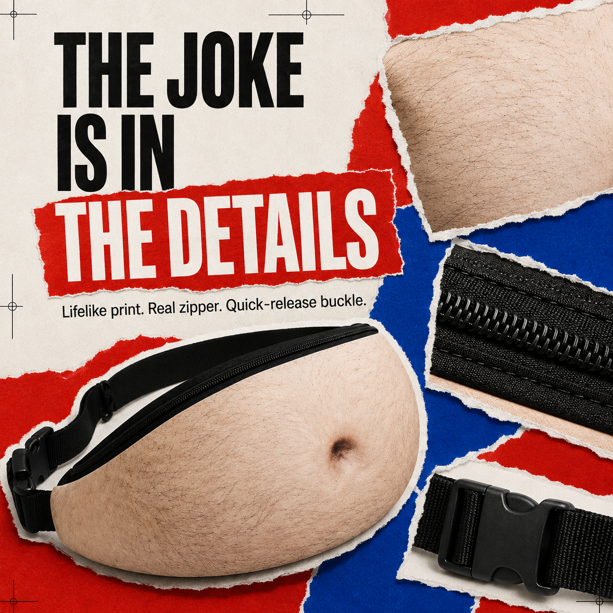 Ultra-Realistic Beer Belly Fanny Pack – Funny Dad Bod Waist Bag