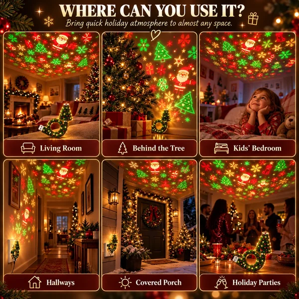 Christmas Tree Projection Light|6+ Holiday Pattern Ceiling Lamp