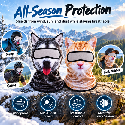 3D Cat Ski Mask with Ears – Funny Windproof Balaclava for Skiing & Festivals