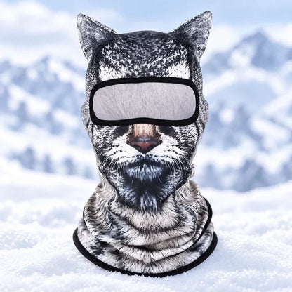 3D Cat Ski Mask with Ears – Funny Windproof Balaclava for Skiing & Festivals
