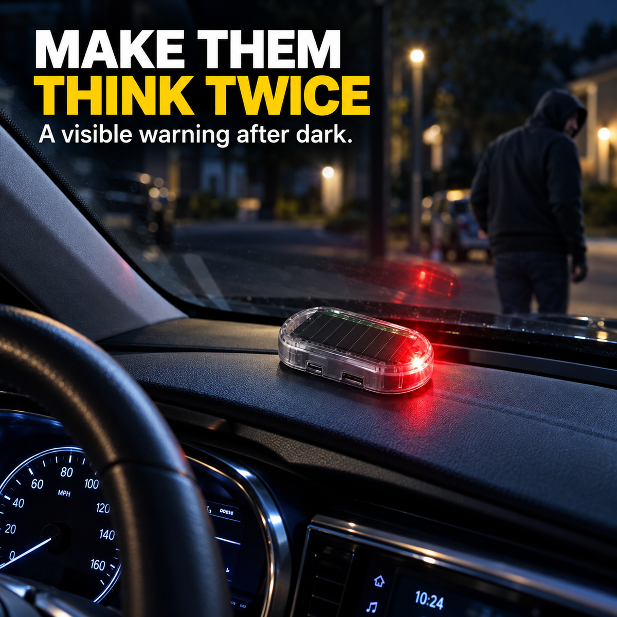 Solar Car Security Warning Light-DIY Flashing Security Light for Vehicle Deterrence