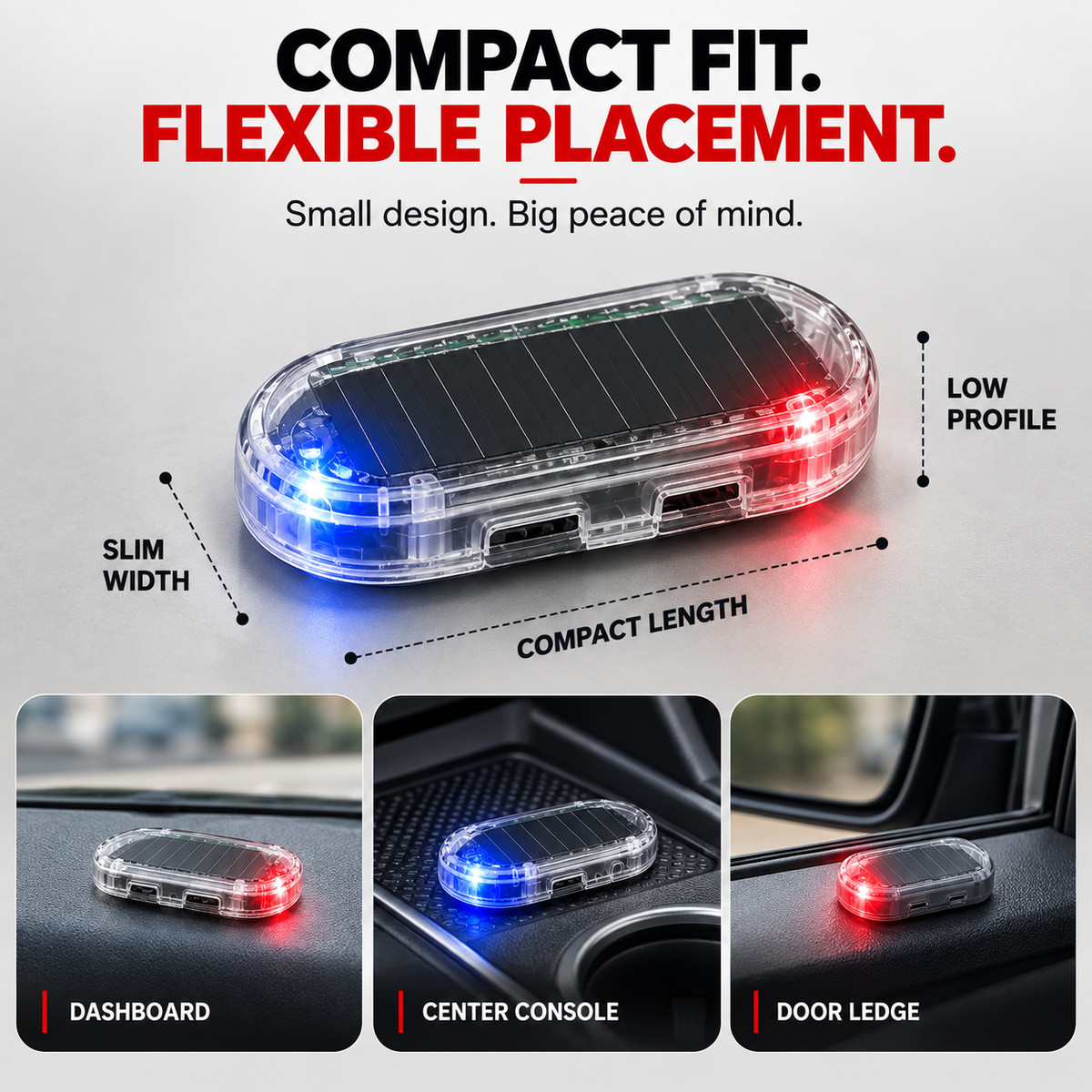 Solar Car Security Warning Light-DIY Flashing Security Light for Vehicle Deterrence