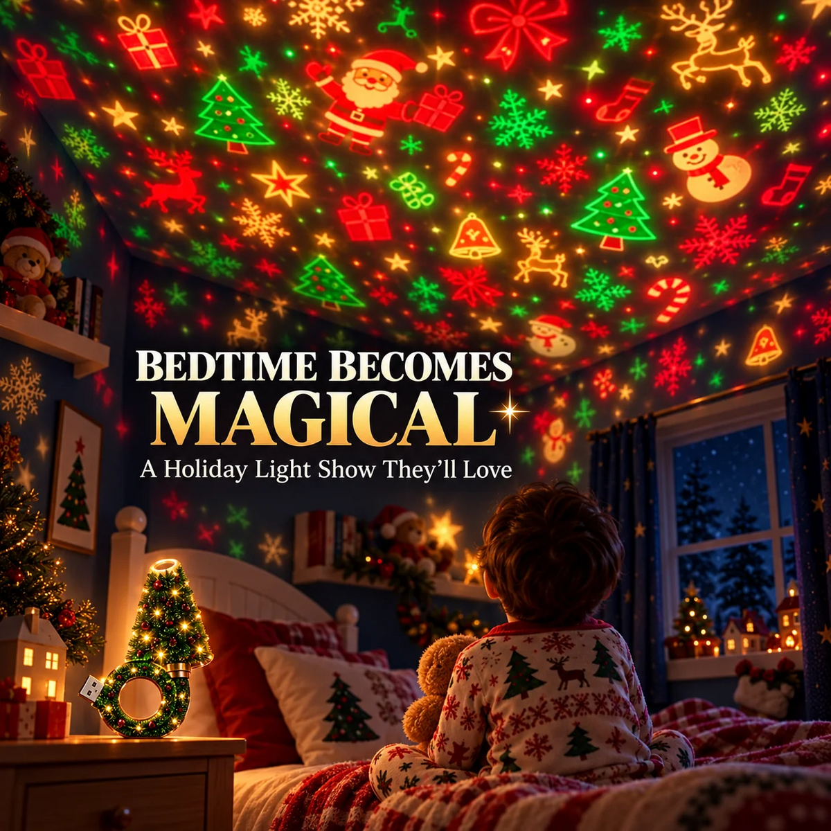 Christmas Tree Projection Light|6+ Holiday Pattern Ceiling Lamp