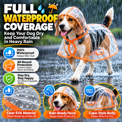 🐶 Pet Raincoat – Transparent Waterproof Dog Cape, Lightweight Protection for Small & Medium Dogs
