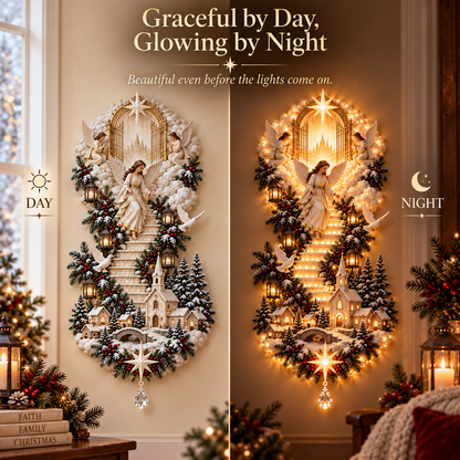 ✨ Jesus Light of Heaven Christmas Wall Hanging | Illuminated Nativity Stairway Decor ✝️