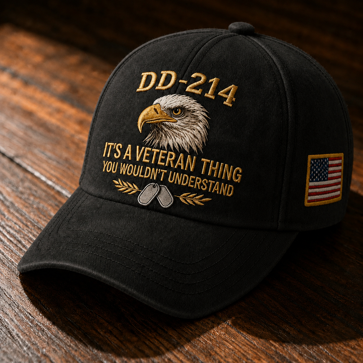 DD-214 Veteran Embroidered Cap with Free Pride Coin