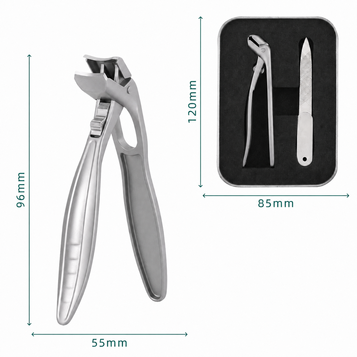 Stainless Steel Nail Clipper with Curved Precision Blades