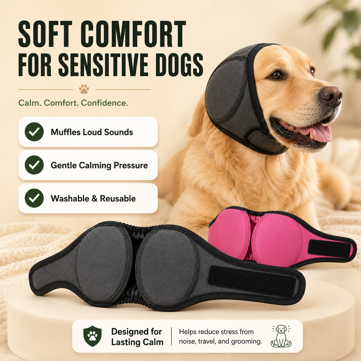 🐶 Sound-Dampening Dog Ear Wrap for Loud Noises & Calming Comfort