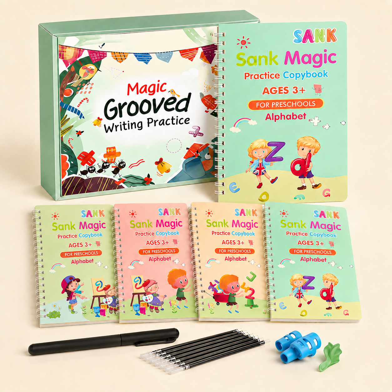 MagicBook | Kids Practice Copybook Set (4Pcs/Set)