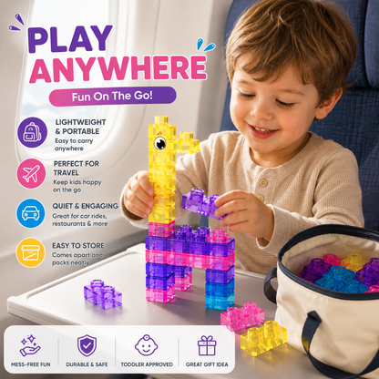 🧩 Soft Jelly Building Blocks –  Squishy Stretchable Bath Blocks (40PCS)
