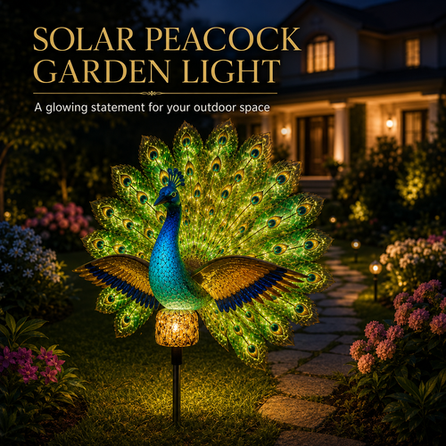 Solar Peacock Garden Sculpture