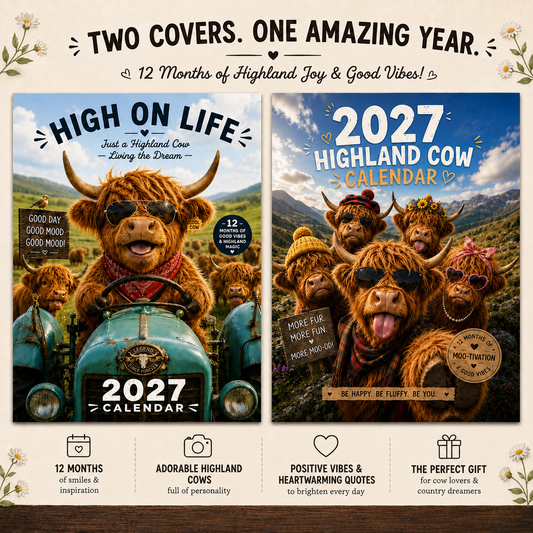 2027 Funny Highland Cow Wall Calendar
