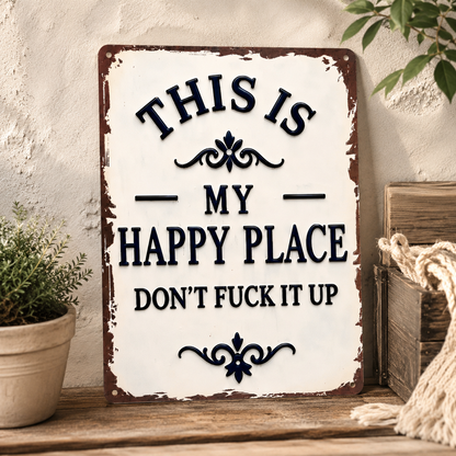 My Happy Place Retro Metal Sign